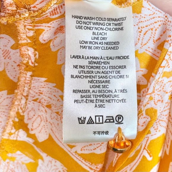 Anthropologie Mia Tiered 3/4 Sleeve Button Front Yellow Floral Ruffled Tunic Top - Picture 8 of 9